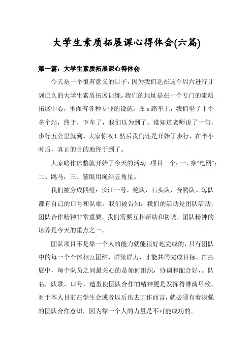 大学生素质拓展课心得体会(六篇)
