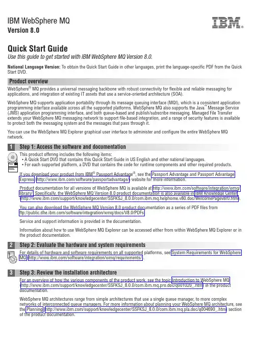 IBM WebSphere MQ 8.0 快速入门指南说明书
