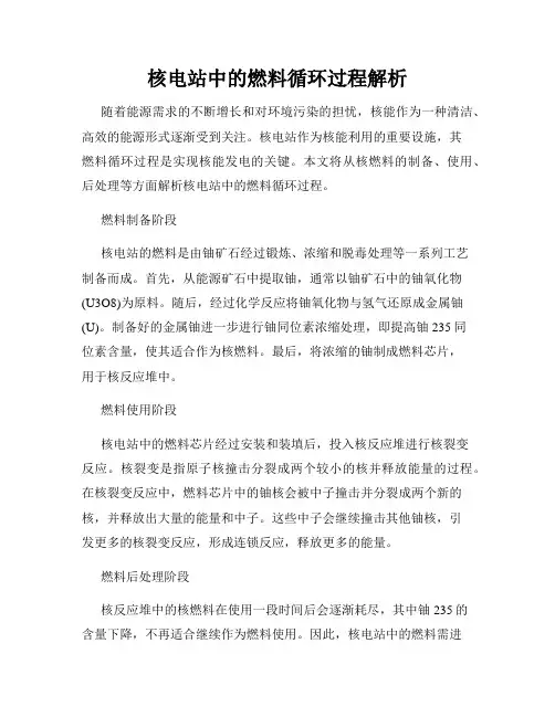 核电站中的燃料循环过程解析