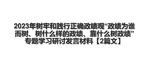 2023年树牢和践行正确政绩观“政绩为谁而树、树什么样的政绩、靠什么树政绩”专题学习研讨发言材料【2