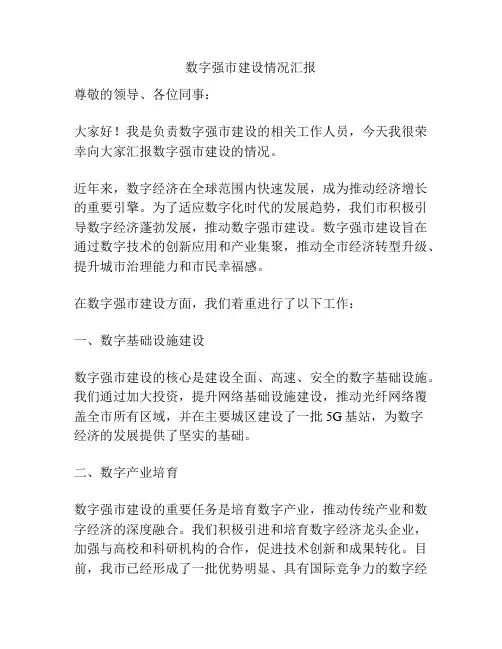 数字强市建设情况汇报