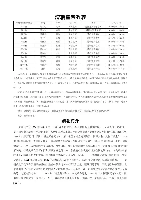 清朝皇帝列表