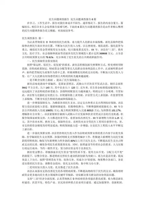 民生问题调查报告 民生问题调查报告6篇