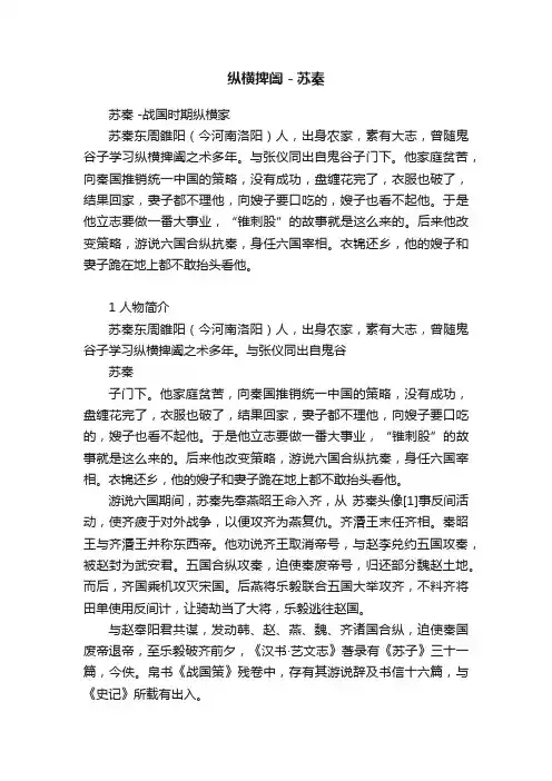 纵横捭阖－苏秦