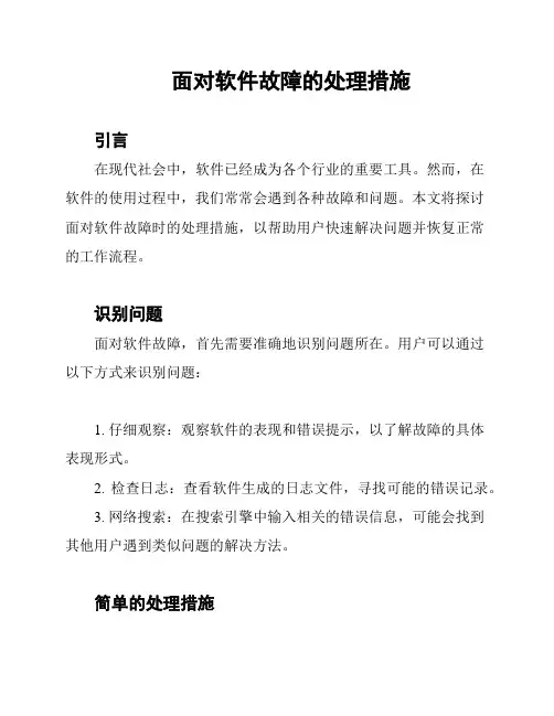 面对软件故障的处理措施