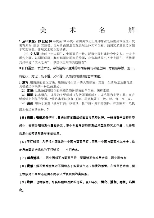 美术专业名词解释
