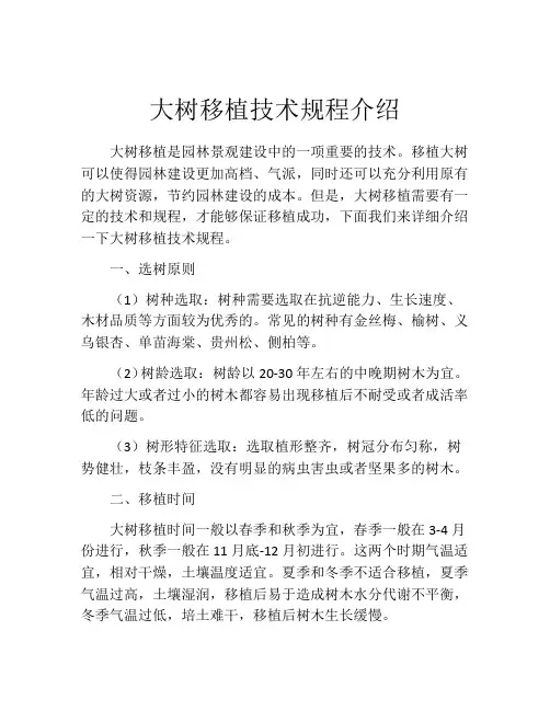 大树移植技术规程介绍