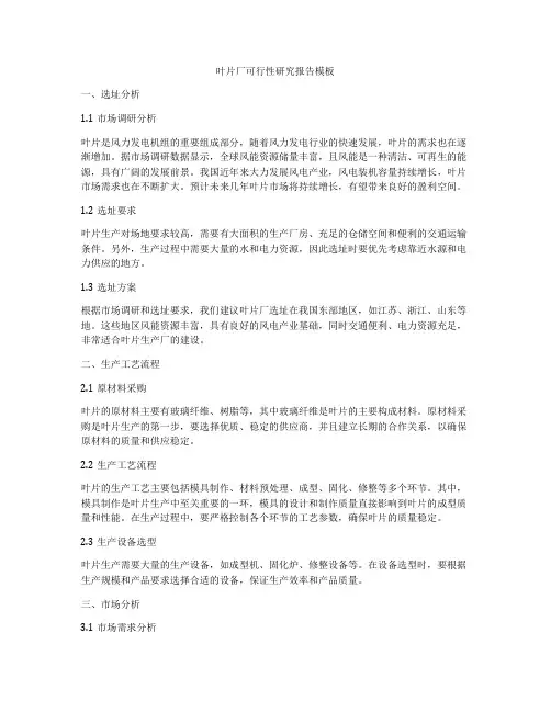 叶片厂可行性研究报告模板