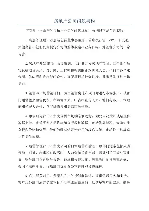 房地产公司组织架构