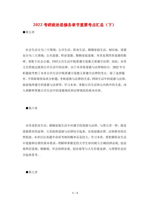 2022考研政治思修各章节重要考点汇总(下)