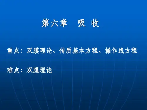 重点：双膜理论、传质基本方程、操作线方程难点：双膜理论