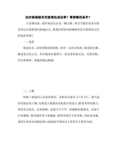 如何移栽银杏苗能增加成活率？需要哪些条件？.doc
