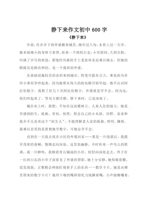 静下来作文初中600字