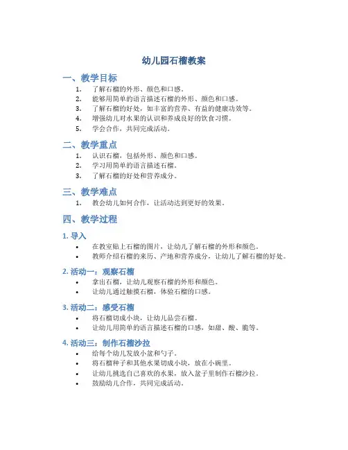 幼儿园石榴教案