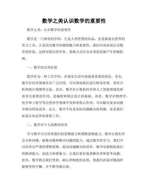 数学之美认识数学的重要性