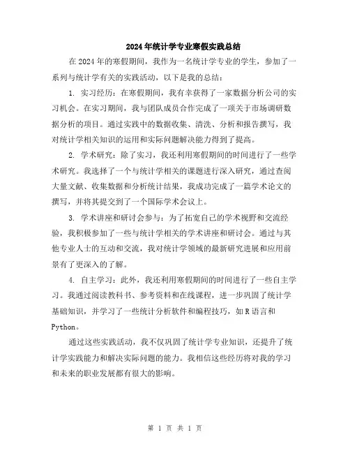 2024年统计学专业寒假实践总结
