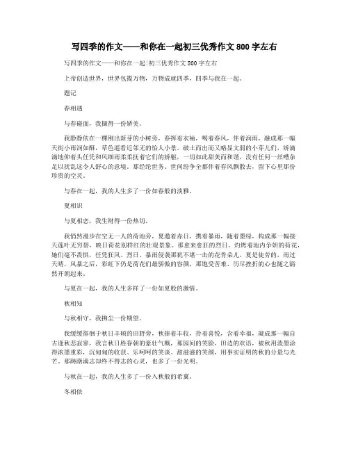 写四季的作文——和你在一起初三优秀作文800字左右