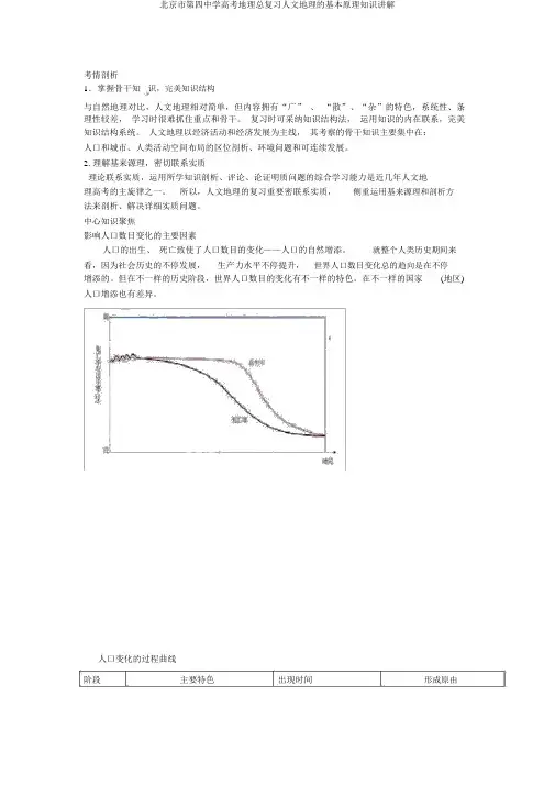 北京市第四中学高考地理总复习人文地理的基本原理知识讲解