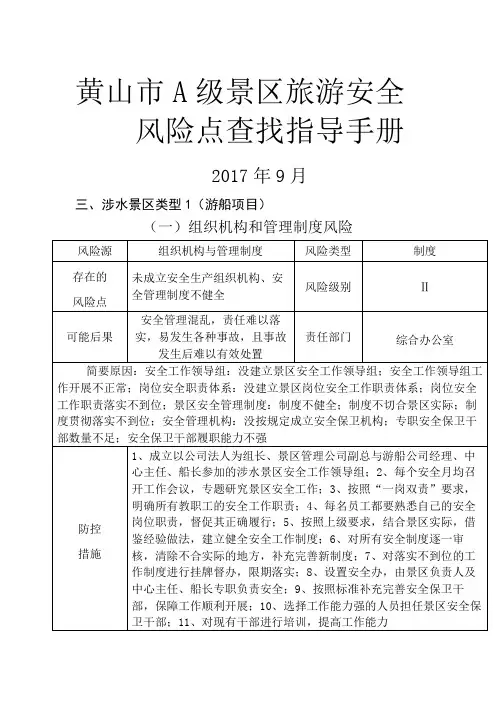 A级景区旅游安全风险点查找指导手册 (1)