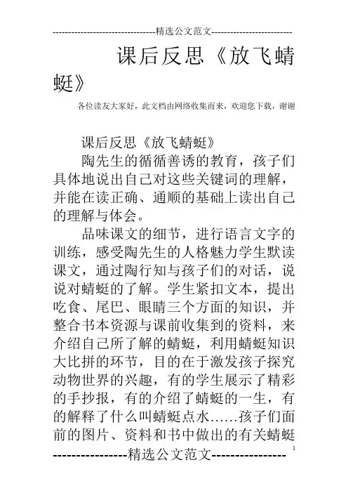 课后反思《放飞蜻蜓》