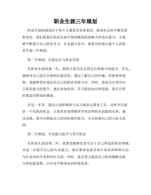职业生涯三年规划