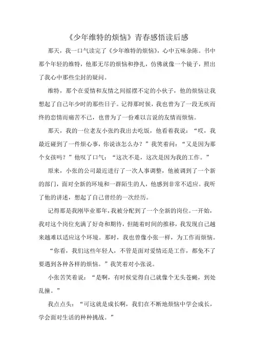 《少年维特的烦恼》青春感悟读后感精选10篇