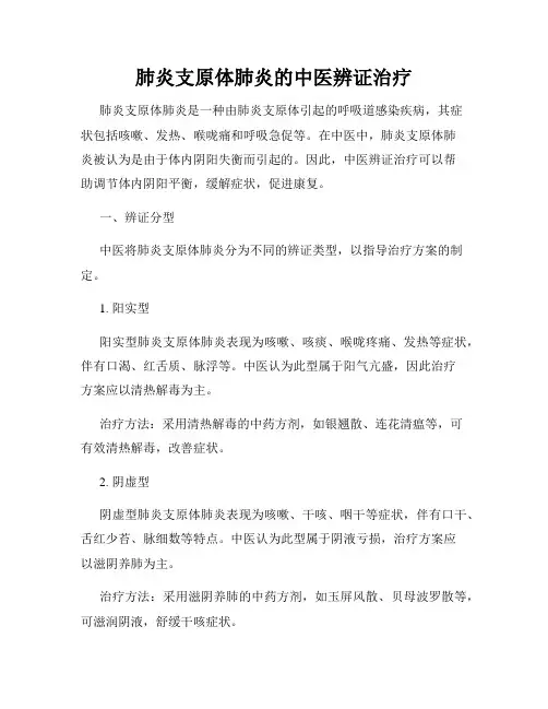 肺炎支原体肺炎的中医辨证治疗