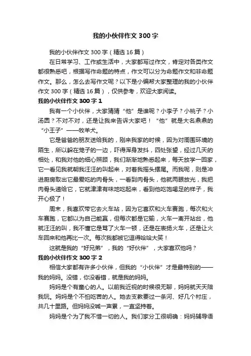 我的小伙伴作文300字（精选16篇）