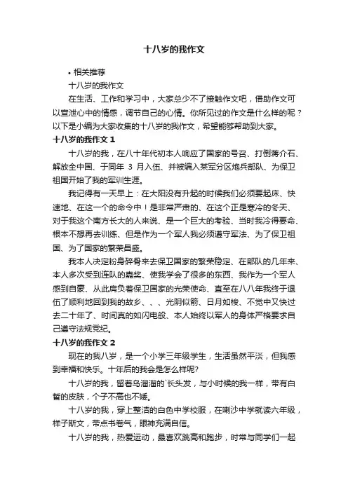 十八岁的我作文