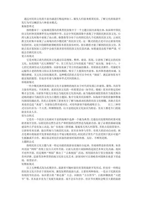 举例说明民俗旅游的开发模式
