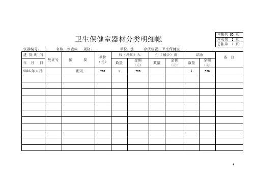 卫生保健室器材分类明细帐2