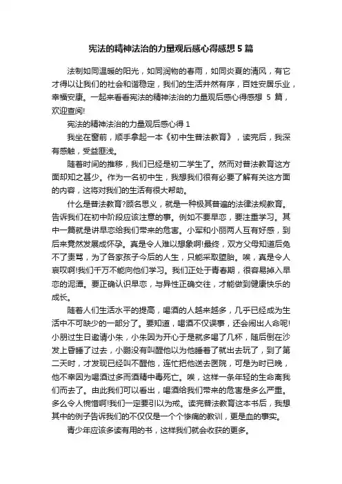 宪法的精神法治的力量观后感心得感想5篇