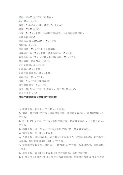 建筑工程常用数据
