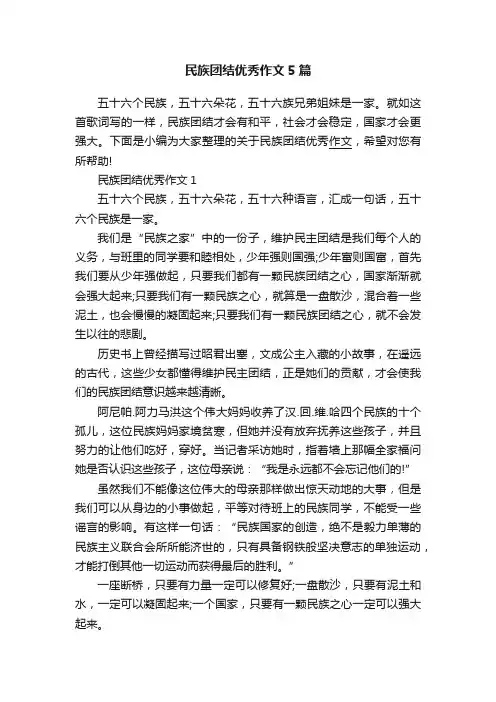 民族团结优秀作文5篇