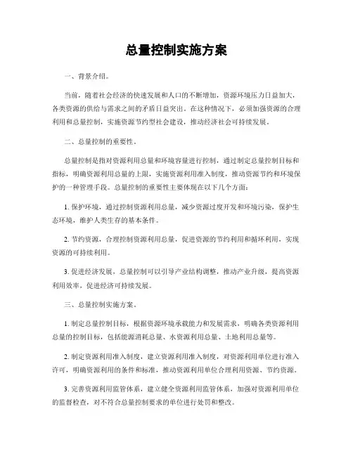 总量控制实施方案