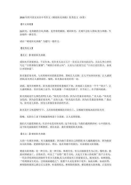 2018年中考满分作文《朝着阳光奔跑》共5篇