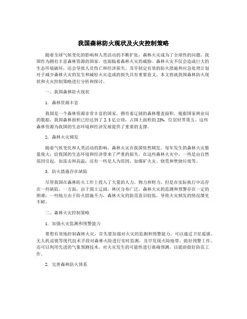 我国森林防火现状及火灾控制策略