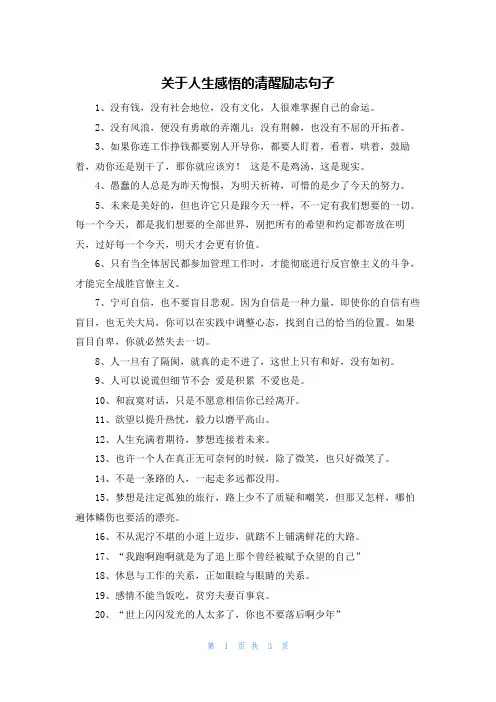 关于人生感悟的清醒励志句子