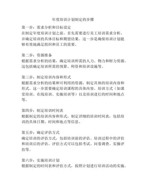 年度培训计划制定的步骤