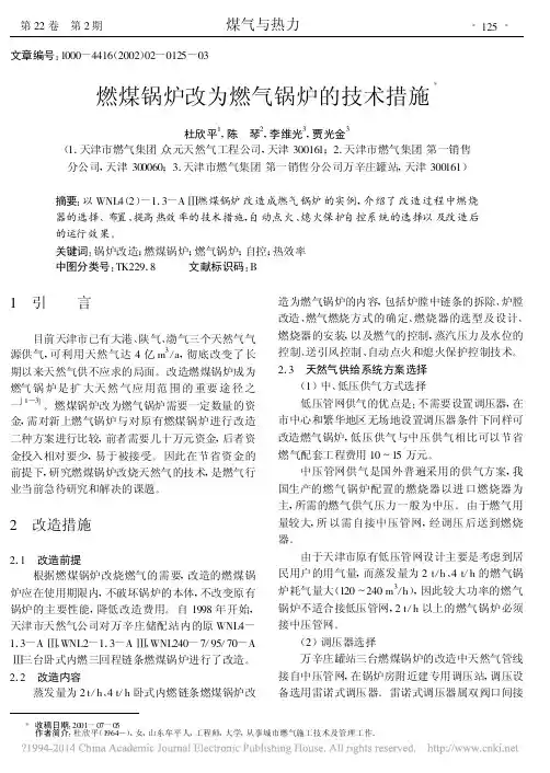 燃煤锅炉改为燃气锅炉的技术措施_杜欣平