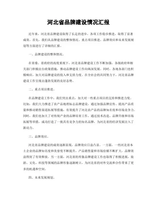 河北省品牌建设情况汇报