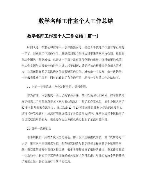 数学名师工作室个人工作总结