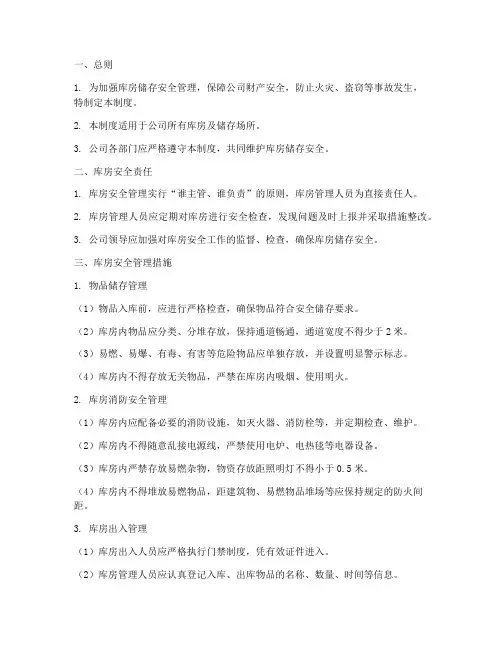 库房储存安全管理制度范本