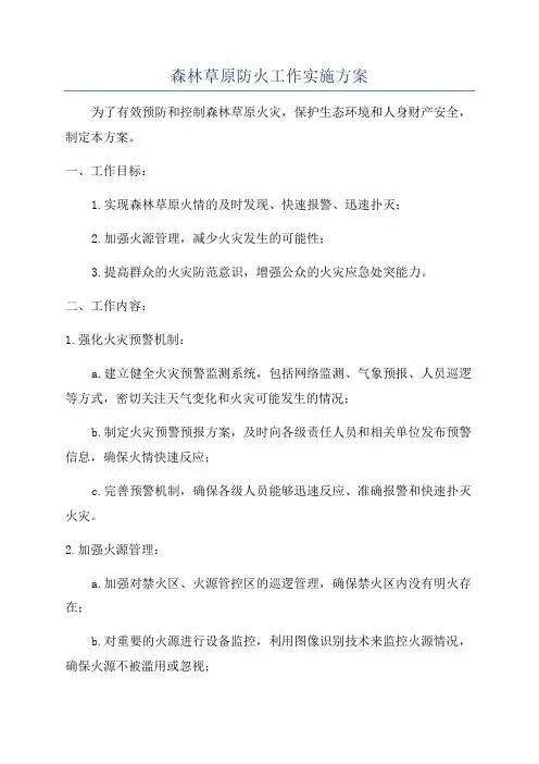 森林草原防火工作实施方案