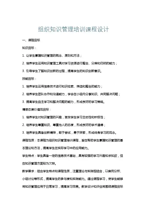 组织知识管理培训课程设计