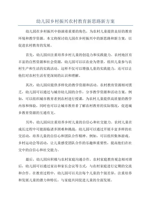 幼儿园乡村振兴农村教育新思路新方案