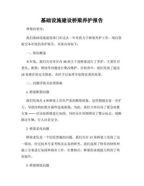 基础设施建设桥梁养护报告