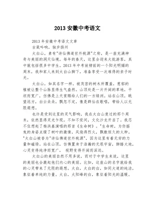 2013安徽中考语文