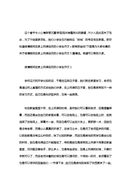 疫情期间在家上网课经历的小学生作文5篇精选