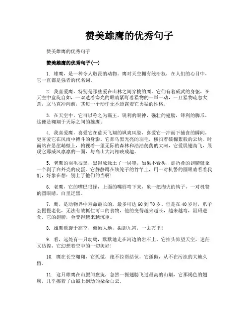 赞美雄鹰的优秀句子